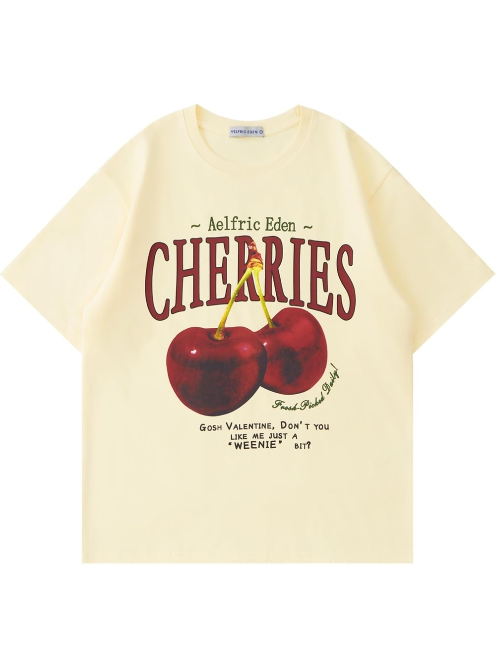 Aelfric Eden Cream Tee with Red Cherries Graphic